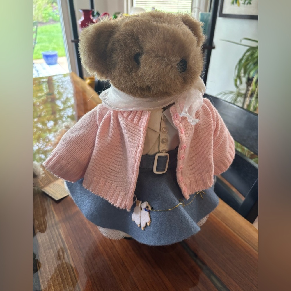 Vintage tender hearts bear 50’s poodle skirt girl 14”